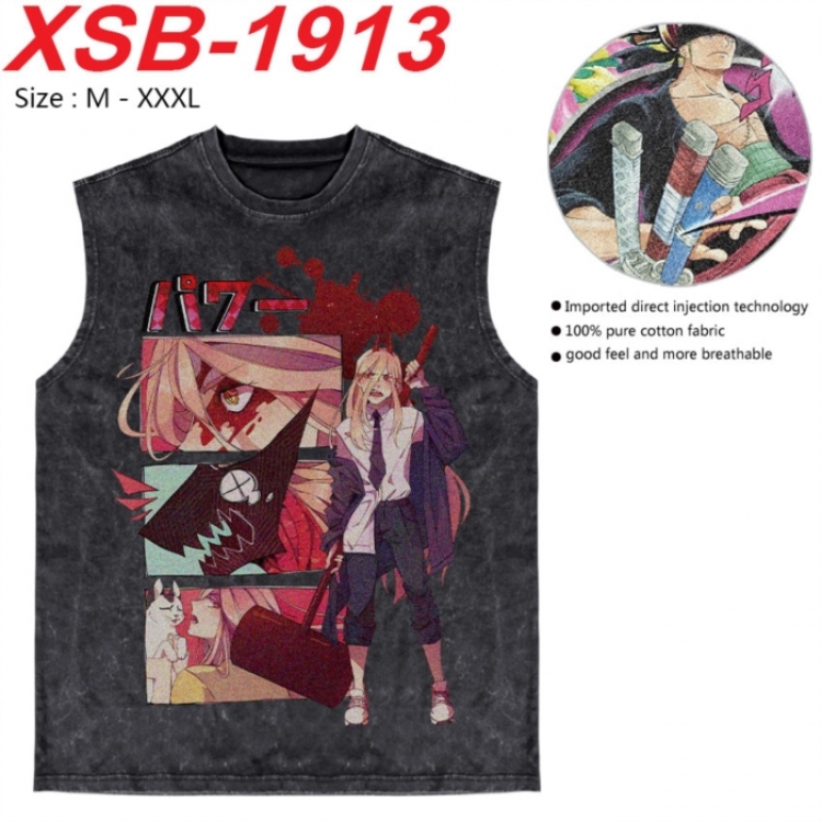 Chainsaw man Anime pure cotton wash vest T-shirt 250g M-3XL XSB-1913