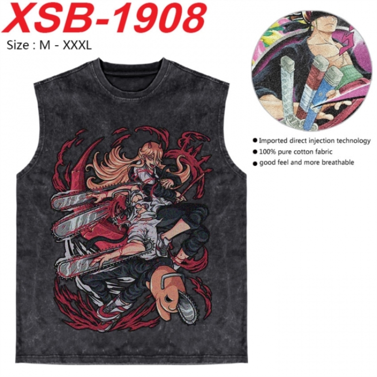 Chainsaw man Anime pure cotton wash vest T-shirt 250g M-3XL XSB-1908