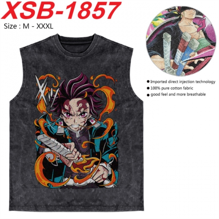 Demon Slayer Kimets Anime pure cotton wash vest T-shirt 250g M-3XL XSB-1857