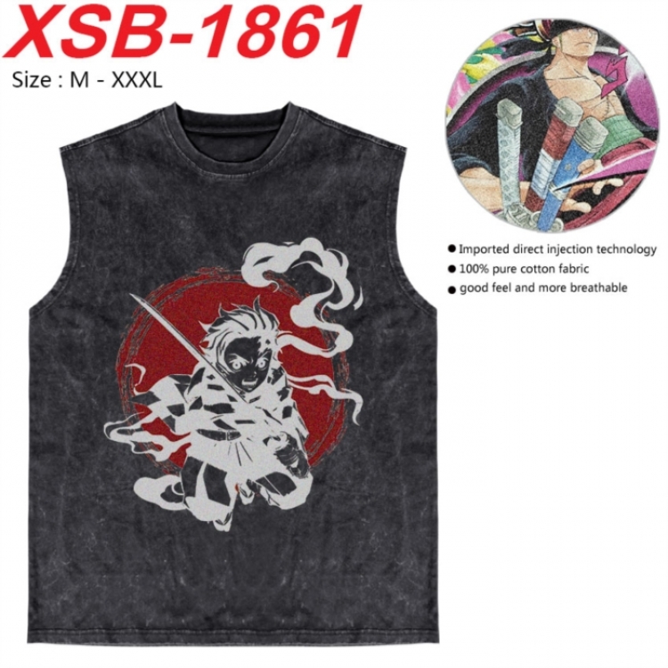 Demon Slayer Kimets Anime pure cotton wash vest T-shirt 250g M-3XL XSB-1861