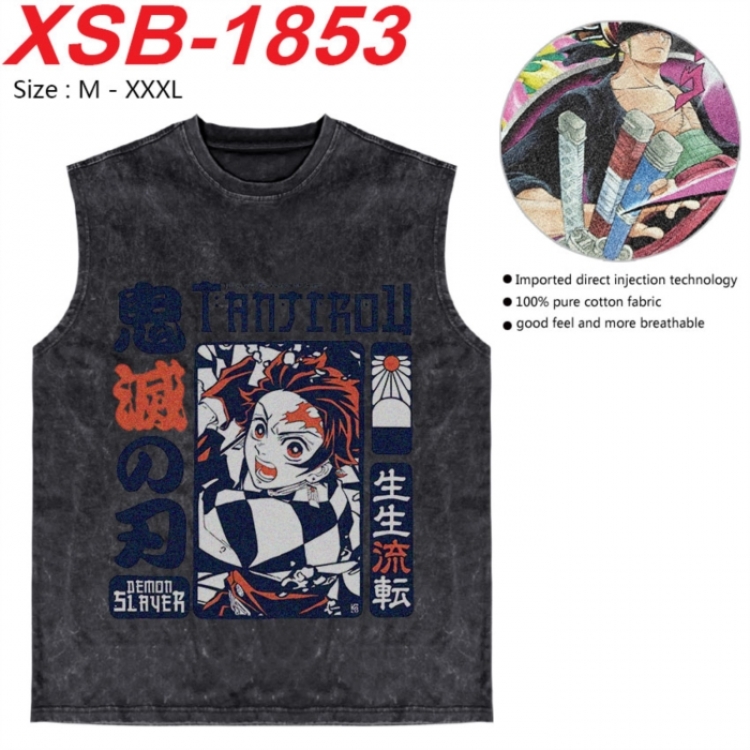 Demon Slayer Kimets Anime pure cotton wash vest T-shirt 250g M-3XL  XSB-1853