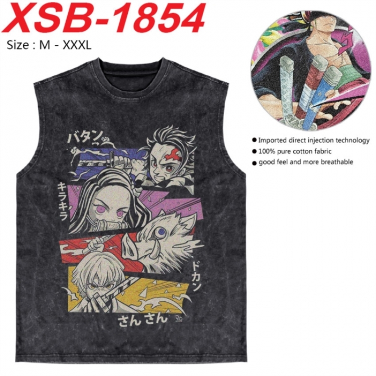 Demon Slayer Kimets Anime pure cotton wash vest T-shirt 250g M-3XL XSB-1854