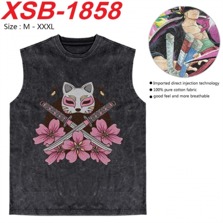 Demon Slayer Kimets Anime pure cotton wash vest T-shirt 250g M-3XL XSB-1858