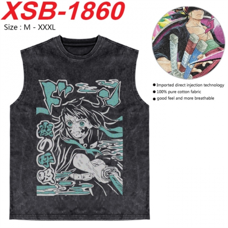 Demon Slayer Kimets Anime pure cotton wash vest T-shirt 250g M-3XL XSB-1860