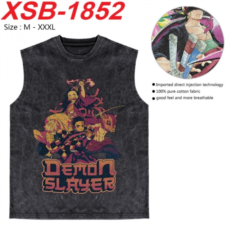 Demon Slayer Kimets Anime pure cotton wash vest T-shirt 250g M-3XL XSB-1852