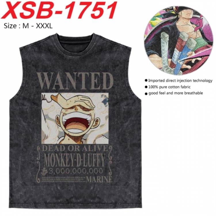 One Piece Anime pure cotton wash vest T-shirt 250g M-3XL  XSB-1751