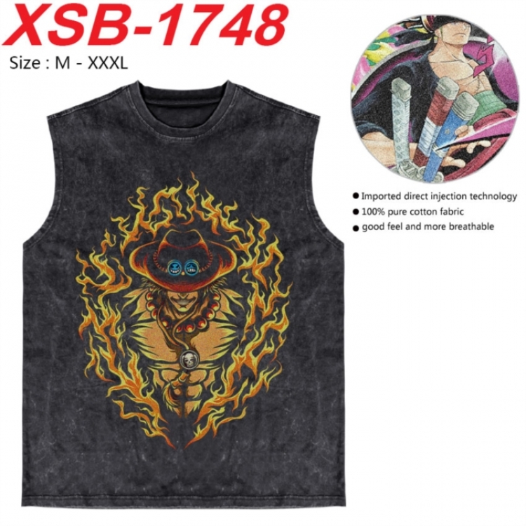One Piece Anime pure cotton wash vest T-shirt 250g M-3XL  XSB-1748