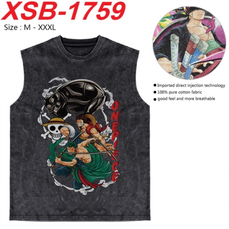 One Piece Anime pure cotton wash vest T-shirt 250g M-3XL  XSB-1759