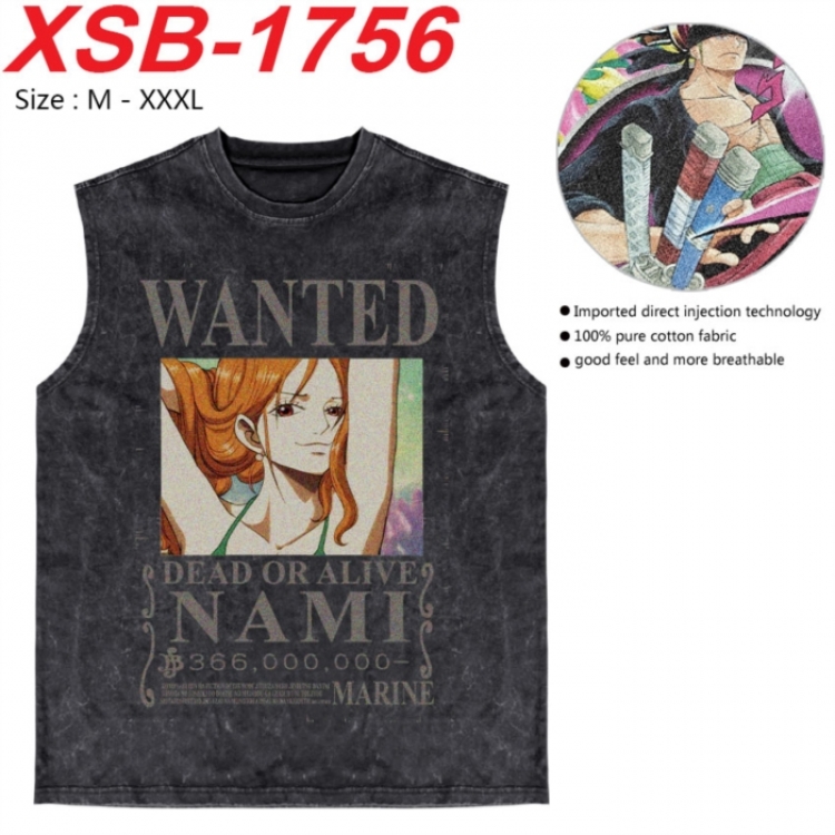 One Piece Anime pure cotton wash vest T-shirt 250g M-3XL XSB-1756