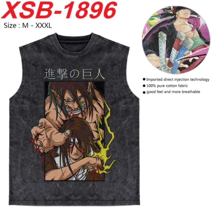 Shingeki no Kyojin Anime pure cotton wash vest T-shirt 250g M-3XL XSB-1896