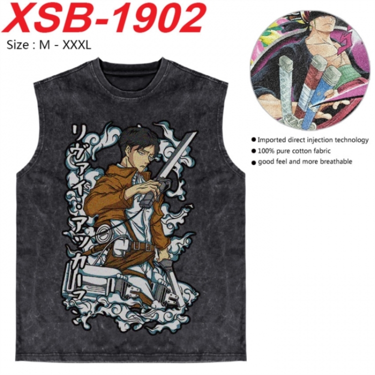 Shingeki no Kyojin Anime pure cotton wash vest T-shirt 250g M-3XL  XSB-1902