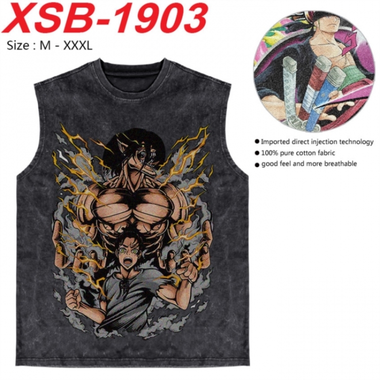 Shingeki no Kyojin Anime pure cotton wash vest T-shirt 250g M-3XL XSB-1903