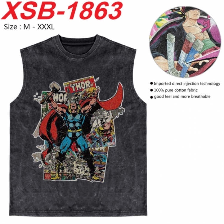 Marvel Anime pure cotton wash vest T-shirt 250g M-3XL XSB-1863
