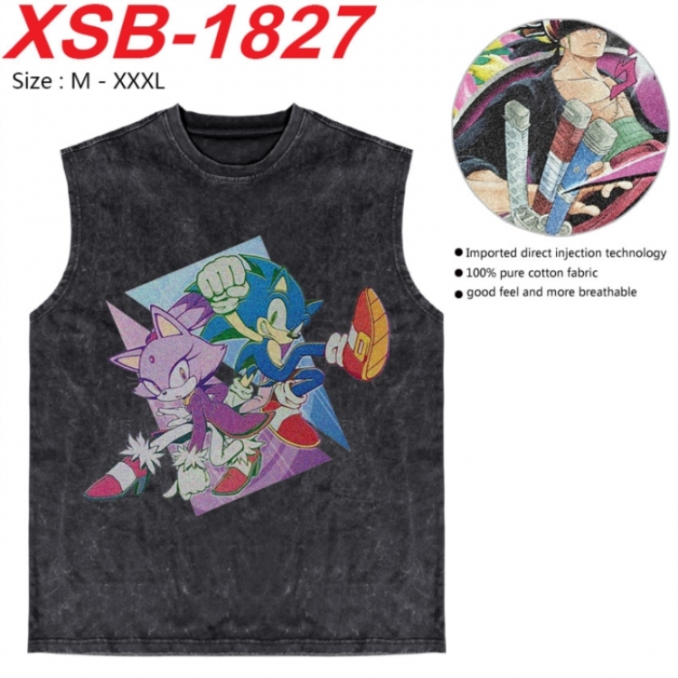 Sonic The Hedgehog Anime pure cotton wash vest T-shirt 250g M-3XL XSB-1827