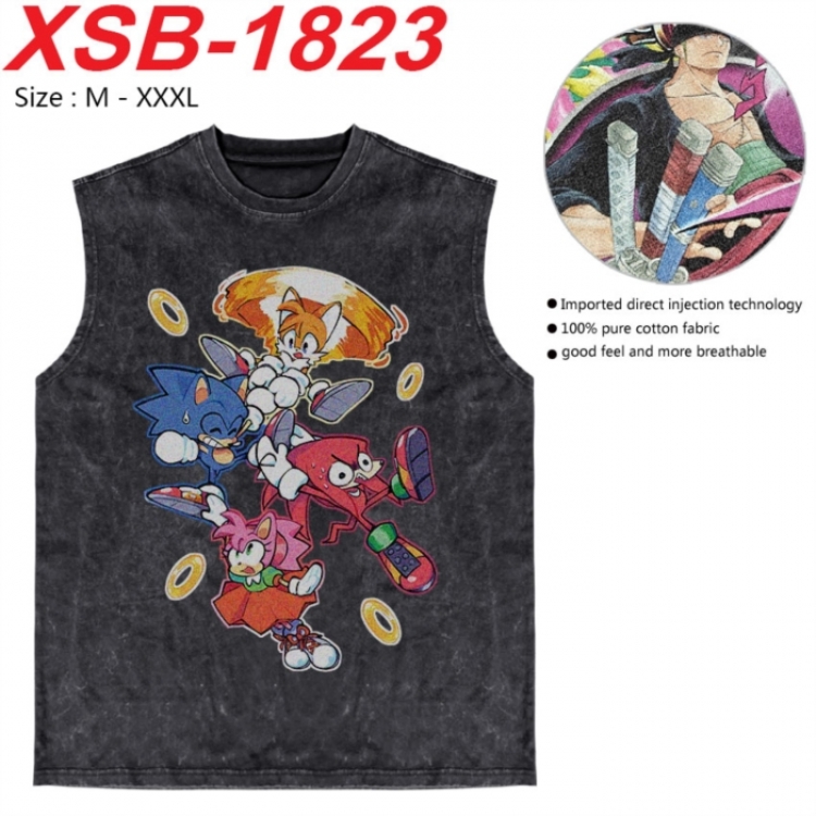 Sonic The Hedgehog Anime pure cotton wash vest T-shirt 250g M-3XL  XSB-1823