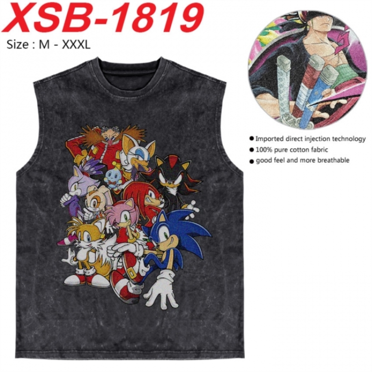 Sonic The Hedgehog Anime pure cotton wash vest T-shirt 250g M-3XL  XSB-1819