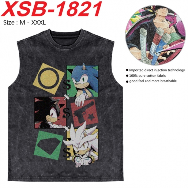 Sonic The Hedgehog Anime pure cotton wash vest T-shirt 250g M-3XL XSB-1821