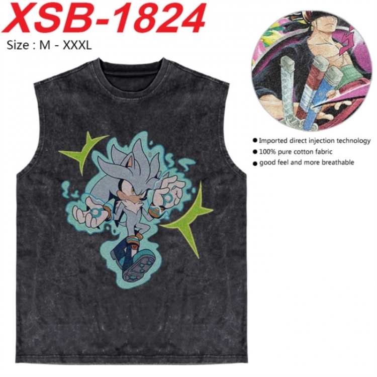 Sonic The Hedgehog Anime pure cotton wash vest T-shirt 250g M-3XL XSB-1824