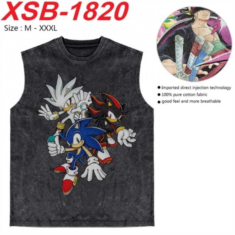 Sonic The Hedgehog Anime pure cotton wash vest T-shirt 250g M-3XL XSB-1820