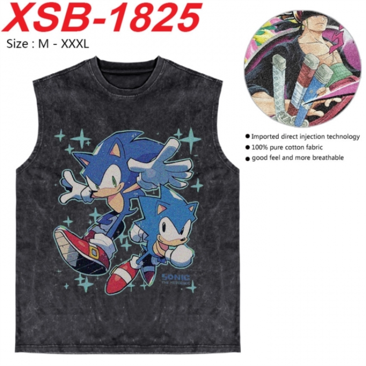 Sonic The Hedgehog Anime pure cotton wash vest T-shirt 250g M-3XL XSB-1825