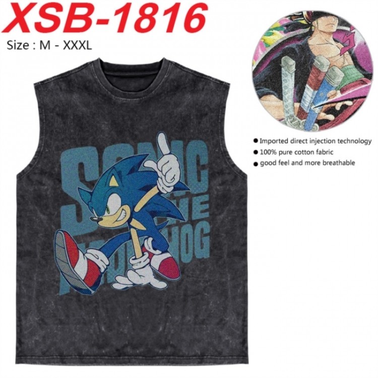 Sonic The Hedgehog Anime pure cotton wash vest T-shirt 250g M-3XL XSB-1816