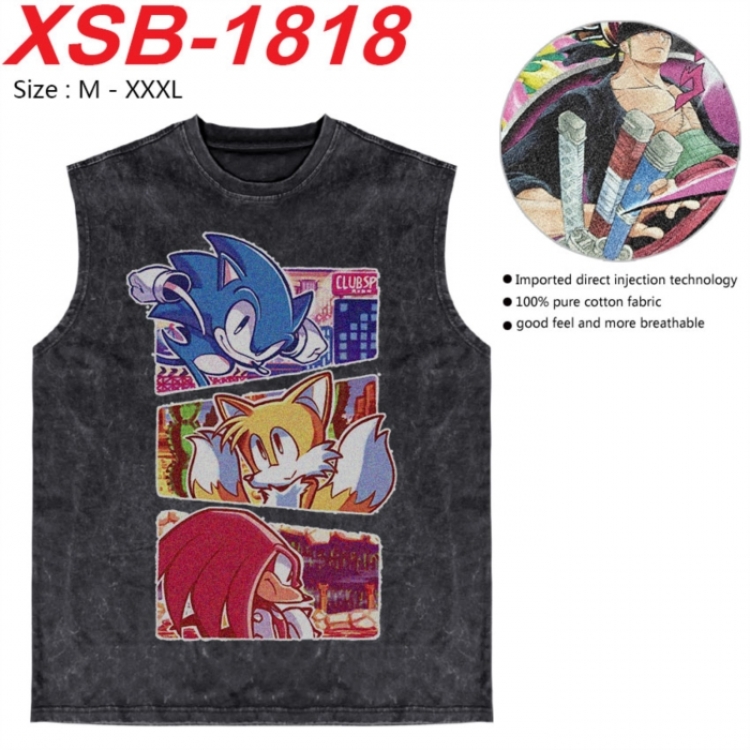 Sonic The Hedgehog Anime pure cotton wash vest T-shirt 250g M-3XL XSB-1818
