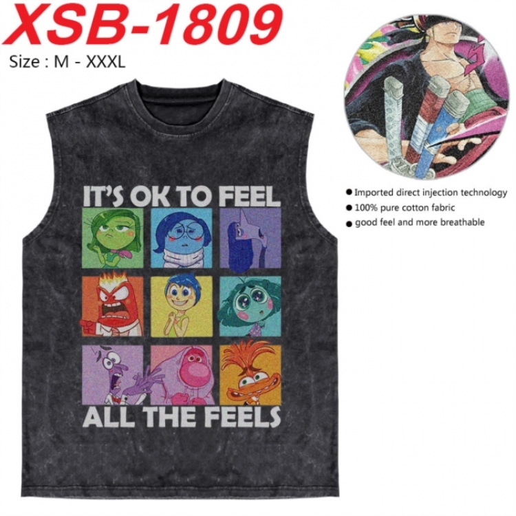 Inside Out Anime pure cotton wash vest T-shirt 250g M-3XL XSB-1809