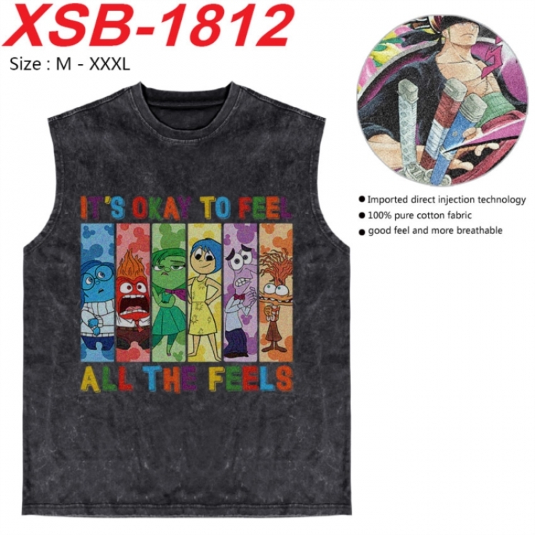 Inside Out Anime pure cotton wash vest T-shirt 250g M-3XL  XSB-1812