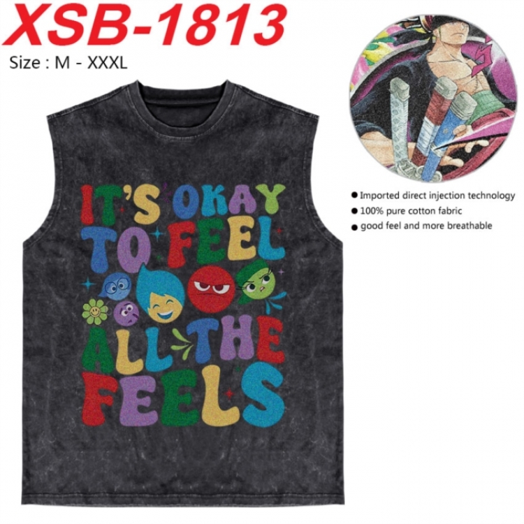 Inside Out Anime pure cotton wash vest T-shirt 250g M-3XL XSB-1813
