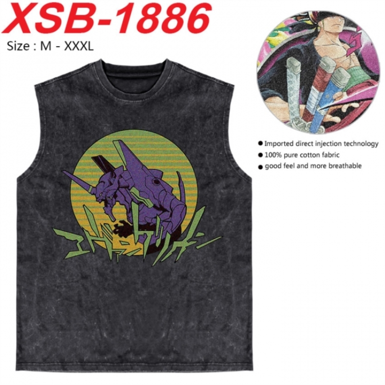 EVA Anime pure cotton wash vest T-shirt 250g M-3XL XSB-1886