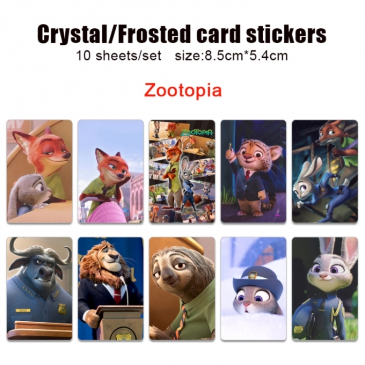 Zootopia Frosted anime crystal bus card decorative sticker a set of 10  price for 5 set
