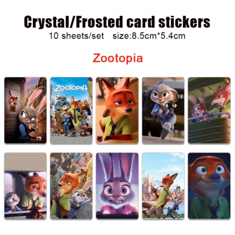 Zootopia Frosted anime crystal bus card decorative sticker a set of 10  price for 5 set