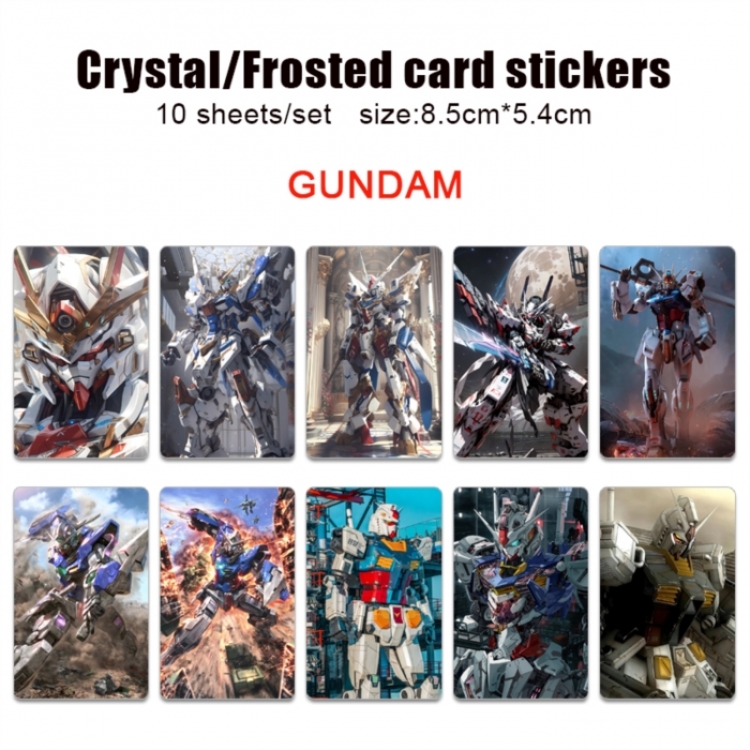 Gundam Frosted anime crystal bus card decorative sticker a set of 10  price for 5 set