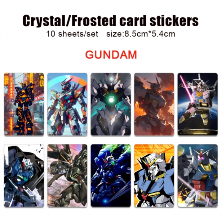 Gundam Frosted anime crystal bus card decorative sticker a set of 10  price for 5 set