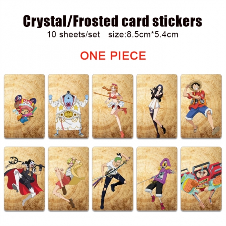 One Piece Frosted anime crystal bus card decorative sticker a set of 10  price for 5 set
