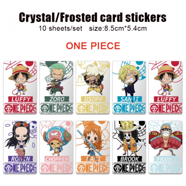 One Piece Frosted anime crystal bus card decorative sticker a set of 10  price for 5 set