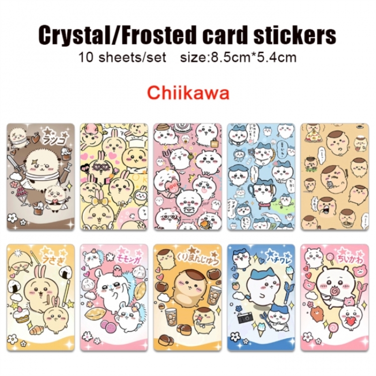 Chiikawa Frosted anime crystal bus card decorative sticker a set of 10  price for 5 set