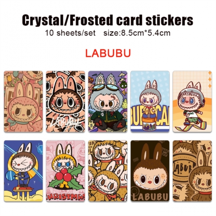 Labubu Frosted anime crystal bus card decorative sticker a set of 10  price for 5 set