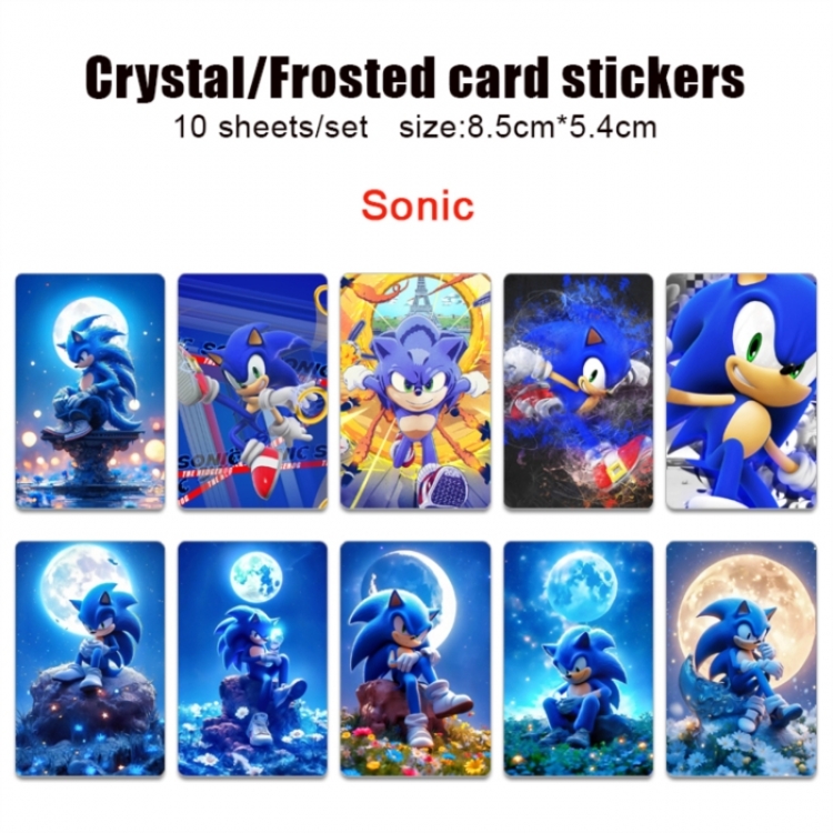 Sonic The Hedgehog Frosted anime crystal bus card decorative sticker a set of 10  price for 5 set