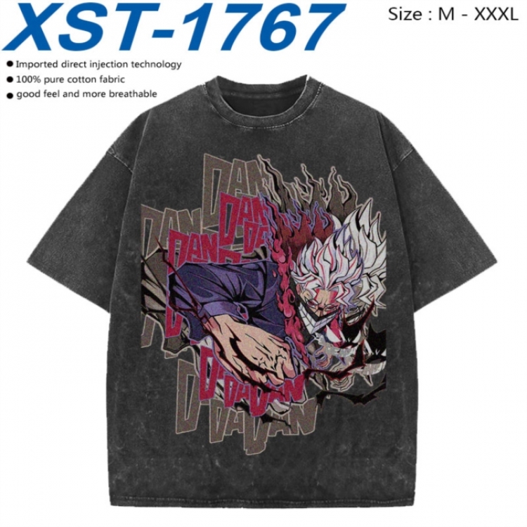 DANDADAN Cotton direct spray color print washed denim T-shirt 250g from M to 3XL XST-1767