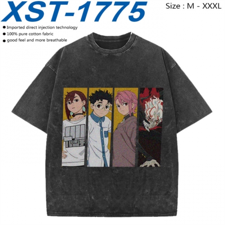 DANDADAN Cotton direct spray color print washed denim T-shirt 250g from M to 3XL XST-1775