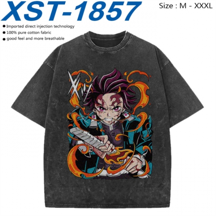 Demon Slayer Kimets Cotton direct spray color print washed denim T-shirt 250g from M to 3XL XST-1857