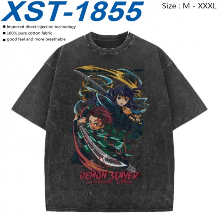 Demon Slayer Kimets Cotton direct spray color print washed denim T-shirt 250g from M to 3XL  XST-1855