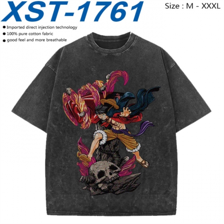 One Piece Cotton direct spray color print washed denim T-shirt 250g from M to 3XL XST-1761