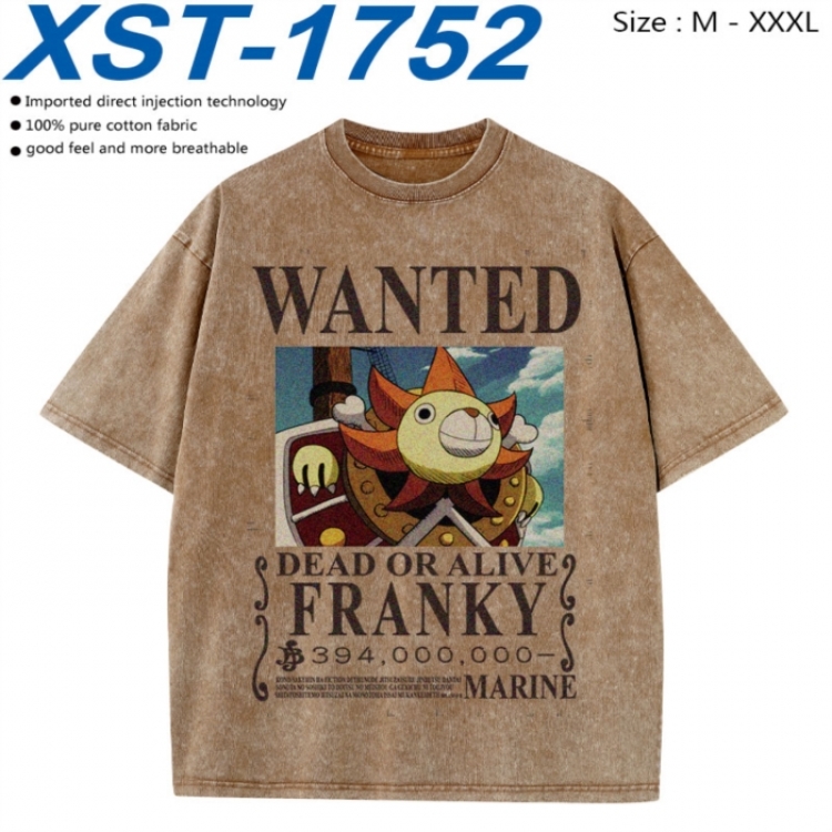One Piece Cotton direct spray color print washed denim T-shirt 250g from M to 3XL XST-1752