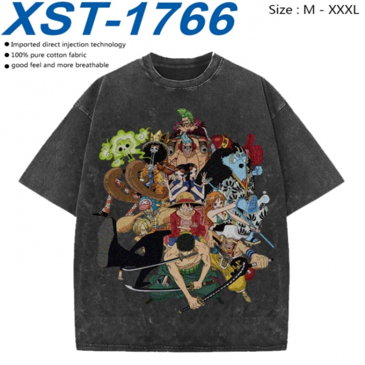One Piece Cotton direct spray color print washed denim T-shirt 250g from M to 3XL  XST-1766
