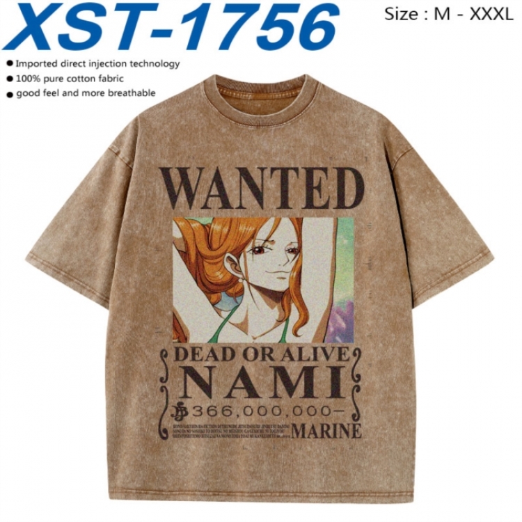 One Piece Cotton direct spray color print washed denim T-shirt 250g from M to 3XL  XST-1756