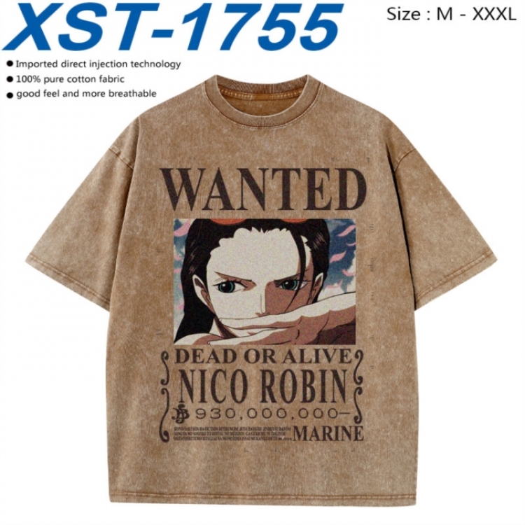 One Piece Cotton direct spray color print washed denim T-shirt 250g from M to 3XL XST-1755