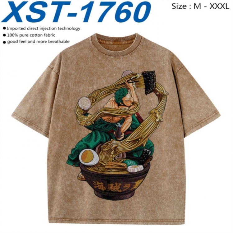 One Piece Cotton direct spray color print washed denim T-shirt 250g from M to 3XL XST-1760