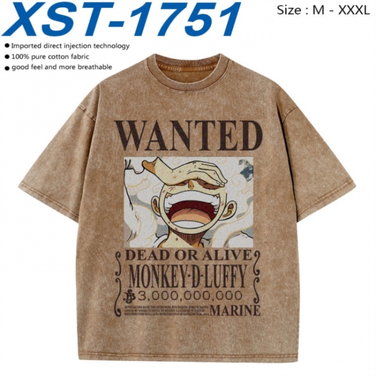 One Piece Cotton direct spray color print washed denim T-shirt 250g from M to 3XL  XST-1751